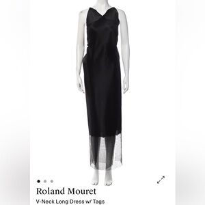 Roland Mouret Black V-Neck Maxi Dress